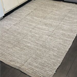 London Fog Brown and White Woven Rug